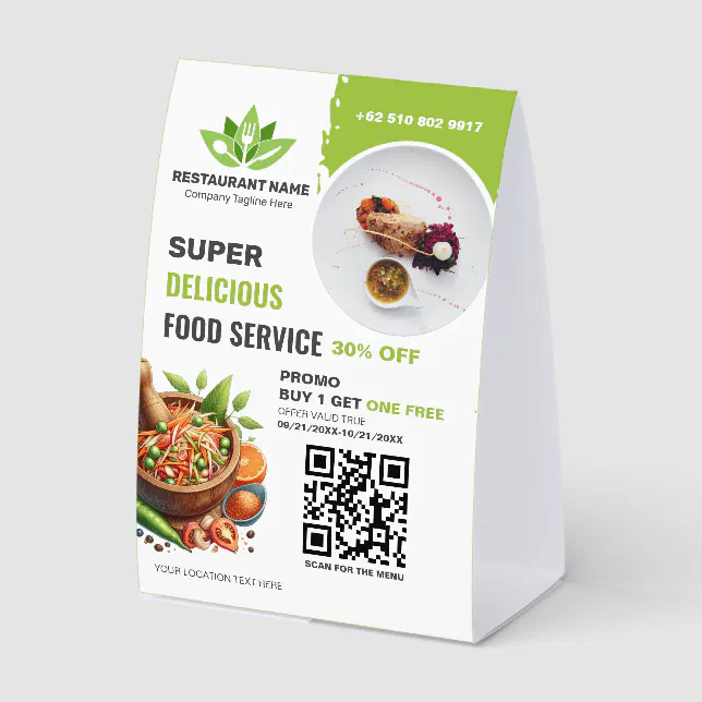 Restaurant Sticker Menu Qr Code Restaurant QR Code Menu Custom Logo Food Photo Tab Paper Table Tent ...