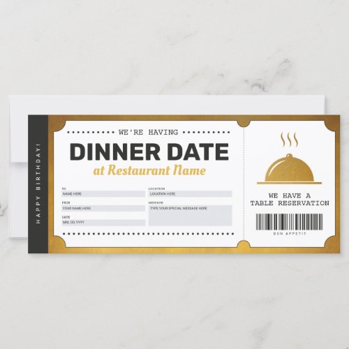 Restaurant Reservation Gold Voucher Certificate