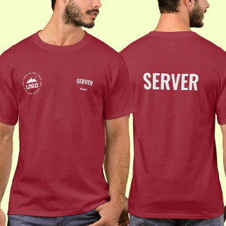 Restaurant Server T-Shirt Uniform Custom Name Logo