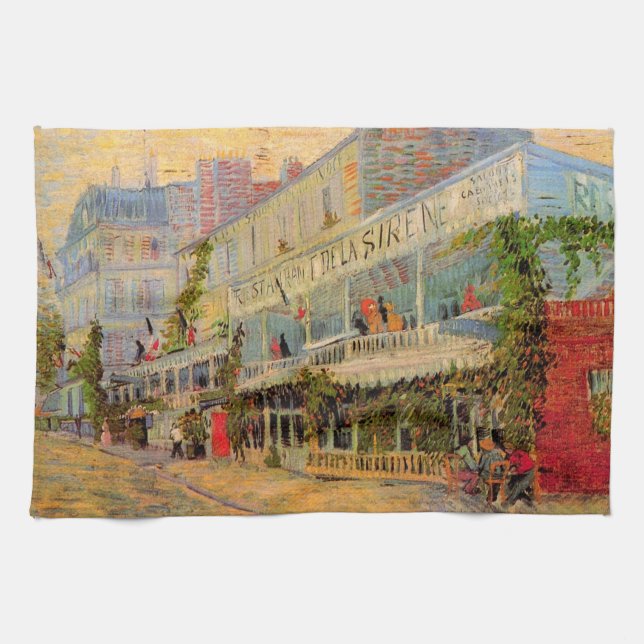 Restaurant Sirene, Asnières by Vincent van Gogh Kitchen Towel (Horizontal)