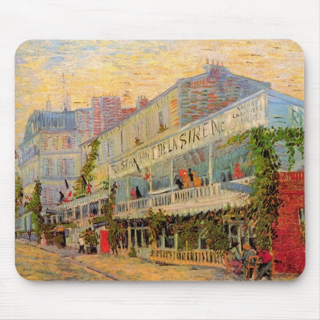 Restaurant Sirene, Asnières by Vincent van Gogh Mouse Pad (Front)