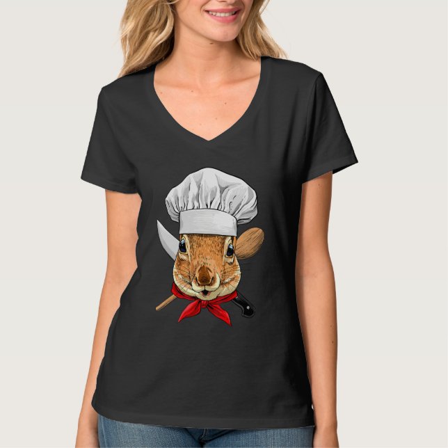 Restaurant Squirrel Chef Cook Kitchen Cooking  Rod T-Shirt (Front)