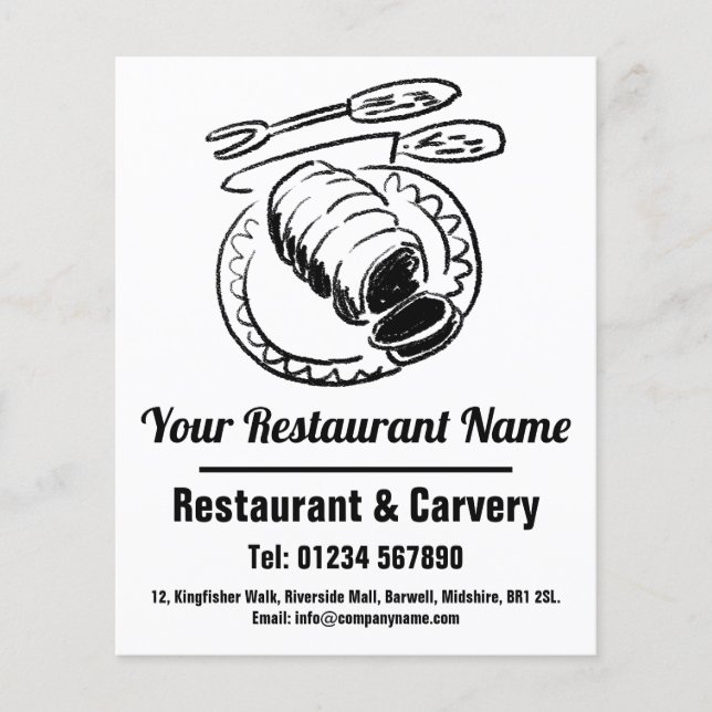 Restaurant Sunday Lunch or Dinner Menu Flyer (Front)