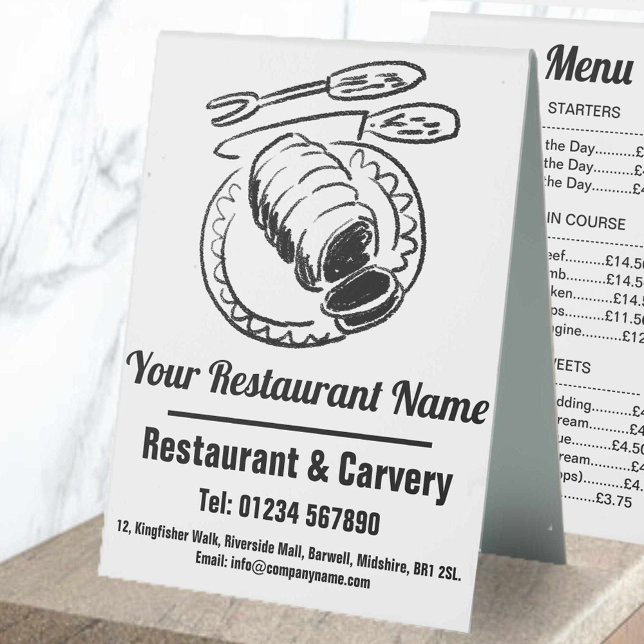 Restaurant Sunday Lunch or Dinner Menu Table Tent (Creator Uploaded)