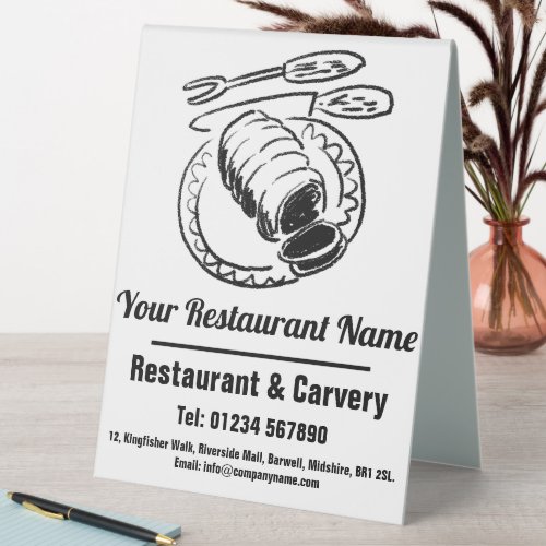 Restaurant Sunday Lunch or Dinner Menu Table Tent Sign