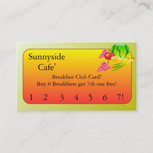 Restaurant Supplies   Breakfast club cards