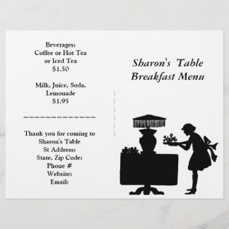 Restaurant Supplies, Breakfast Menu Customizable