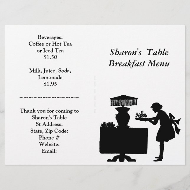 Restaurant Supplies, Breakfast Menu Customizable (Front)