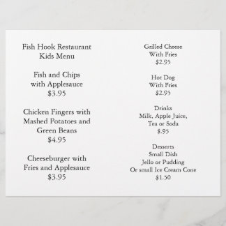 Restaurant Supplies Kids Menu Coloring Pack