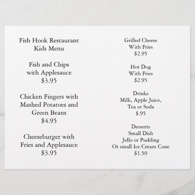 Restaurant Supplies Kids Menu Coloring Pack (Front)