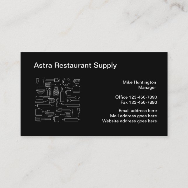 Restaurant Supply Modern Business Cards (Front)