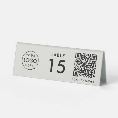 Restaurant Table Number QR Code Scan to Order Gray Table Tent Sign