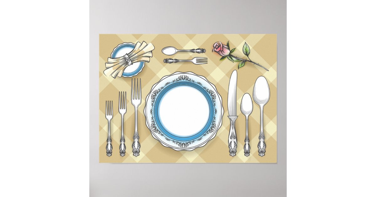 Restaurant Table Setting Poster | Zazzle