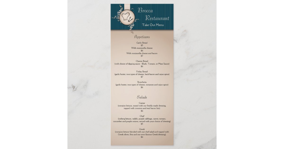 Restaurant Take Home Menu - Chef's Dodin Bouffant | Zazzle