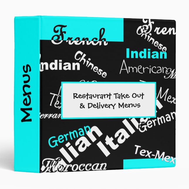 Restaurant take out Menu Binder (Front/Spine)