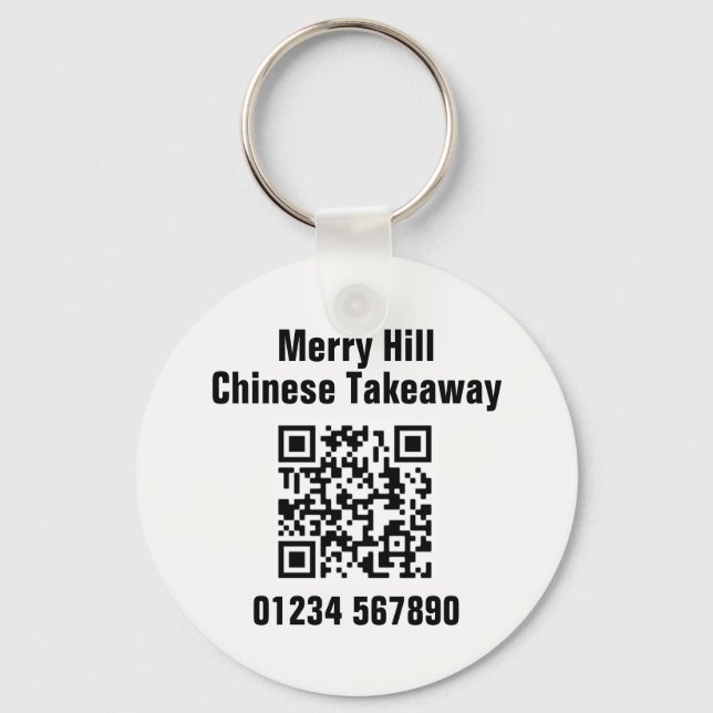Restaurant Takeaway Online Menu QR Code Keychain (Front)