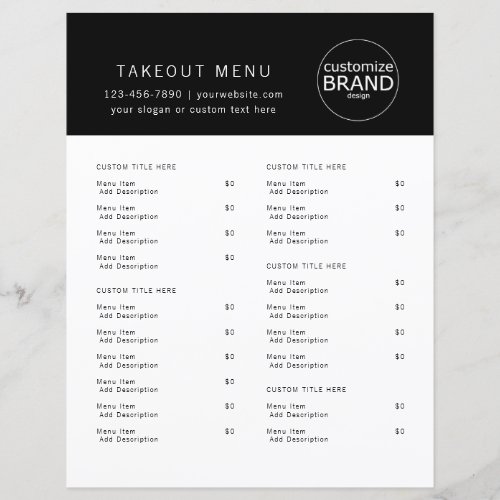Restaurant Takeout Catering Logo Black Menu