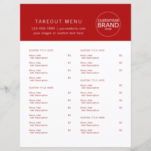 Restaurant Takeout Catering Logo Red Menu