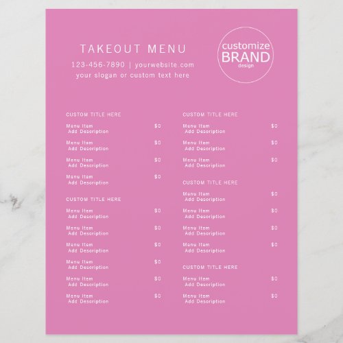 Restaurant Takeout Catering Pink Berry Logo Menu