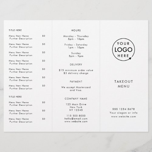 Restaurant Takeout  Minimalist Logo Catering Menu