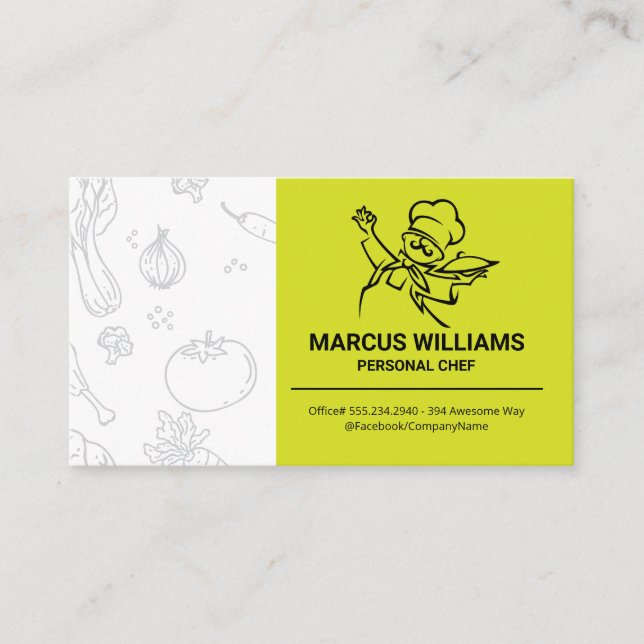 Restaurant Utensils | Chef Serving Food  Business Card (Front)