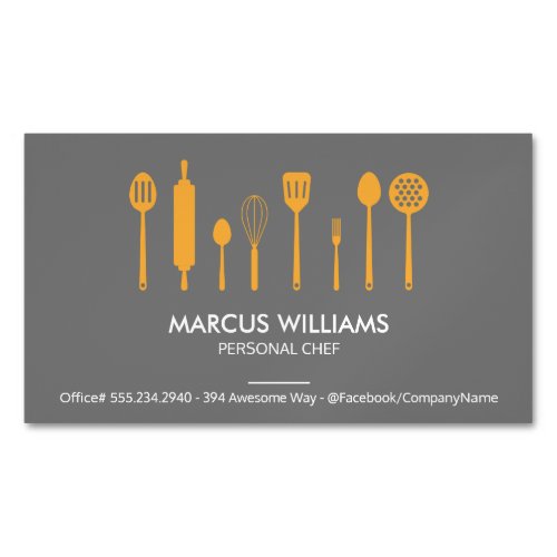 Restaurant Utensils  Executive Chef Business Card Magnet