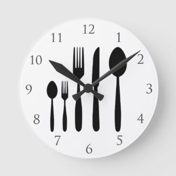 Restaurant Wall Clock With Numbers by LeSilhouette at Zazzle