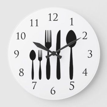 Restaurant Wall Clock With Numbers by LeSilhouette at Zazzle