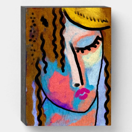 Resting Abstract Digital Portrait of a Woman Wooden Box Sign