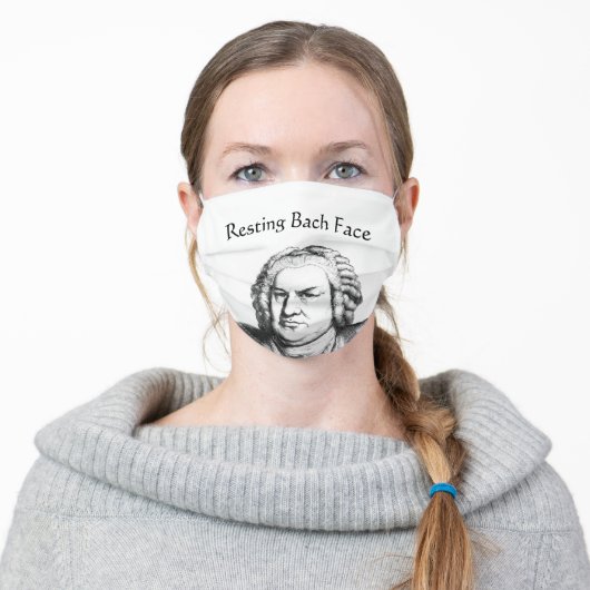 Resting Bach Face Classical Music Composer Adult Cloth Face Mask (Worn)