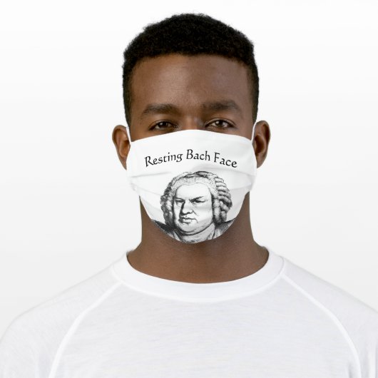 Resting Bach Face Classical Music Composer Adult Cloth Face Mask (Worn)