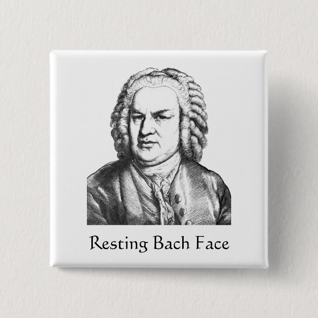 Resting Bach Face Classical Music Composer Button (Front)