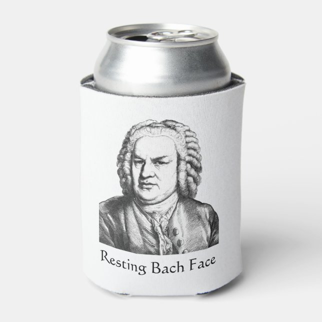 Resting Bach Face Classical Music Composer Can Cooler (Can Front)