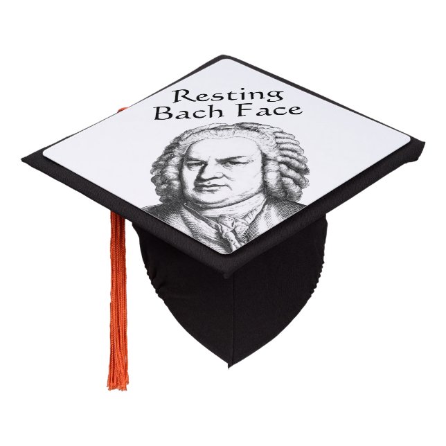 Resting Bach Face Classical Music Composer Graduation Cap Topper (Angled)