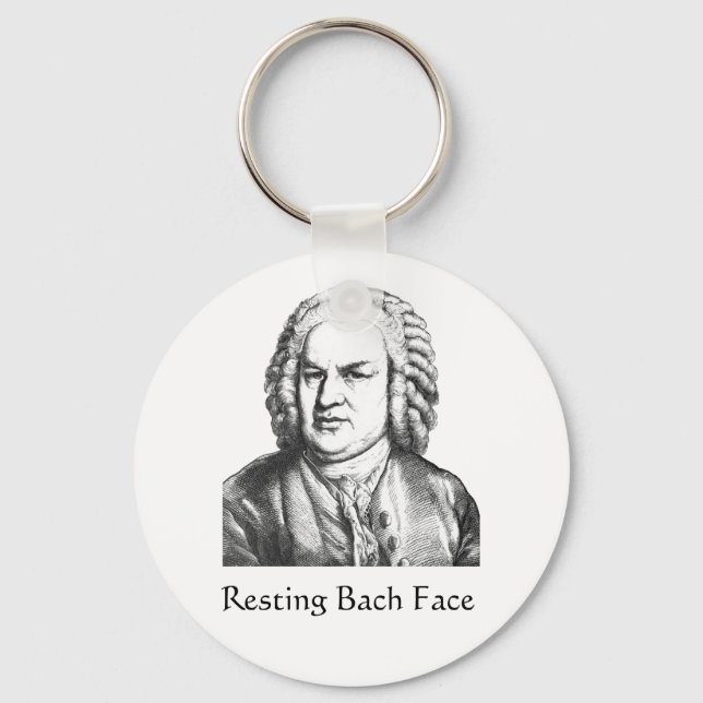 Resting Bach Face Classical Music Composer Keychain (Front)