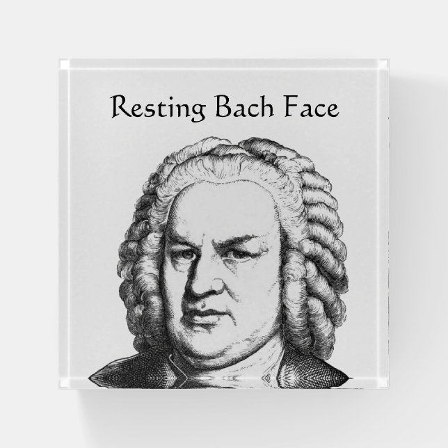 Resting Bach Face Classical Music Composer Paperweight (Front)