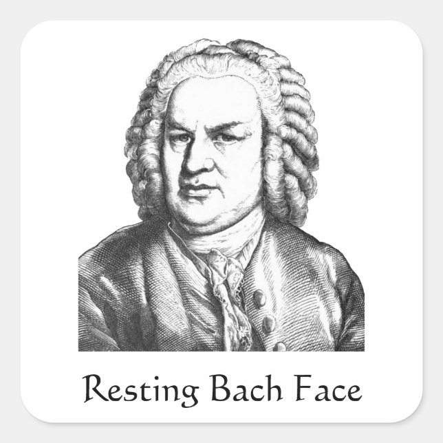 Resting Bach Face Classical Music Composer Square Sticker (Front)
