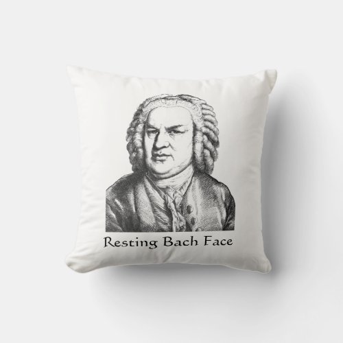 Resting Bach Face Classical Music Composer Throw Pillow