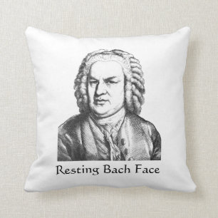 Resting Bach Face Classical Music Composer Throw Pillow