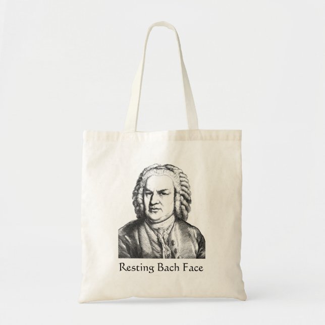 Resting Bach Face Classical Music Composer Tote Bag (Front)