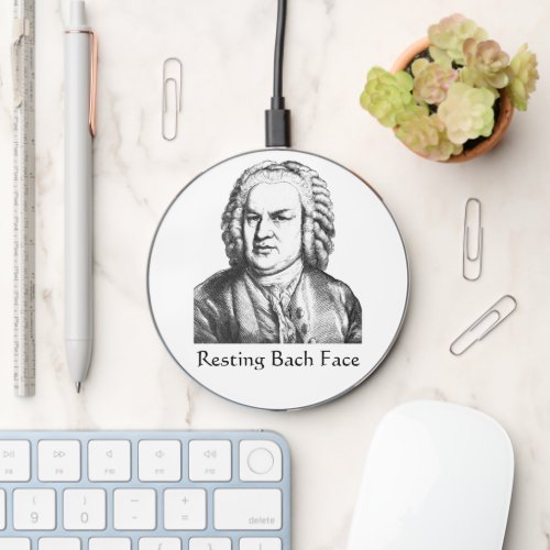 Resting Bach Face Classical Music Composer Wireless Charger