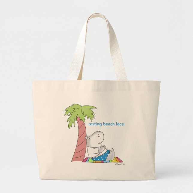 RESTING BEACH FACE Belly Button Hippo Boynton Large Tote Bag (Front)