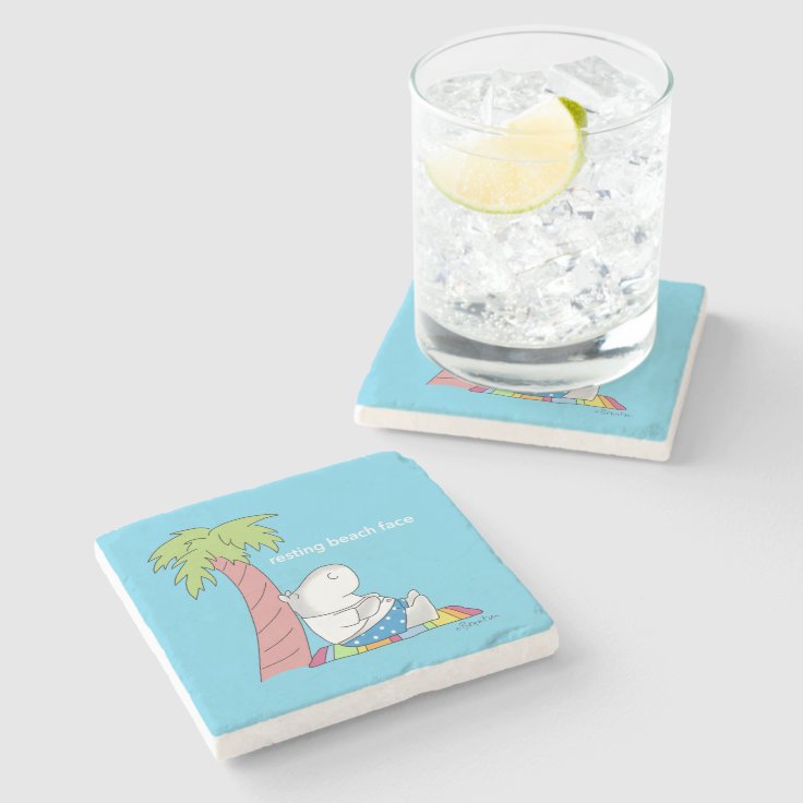 RESTING BEACH FACE Belly Button Hippo Boynton Stone Coaster Zazzle