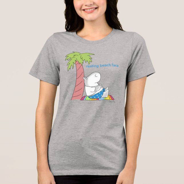 RESTING BEACH FACE belly button hippo Boynton T-Sh Tri-Blend Shirt (Front)