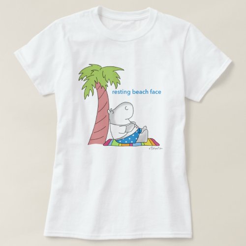 RESTING BEACH FACE belly button hippo Boynton T_Shirt