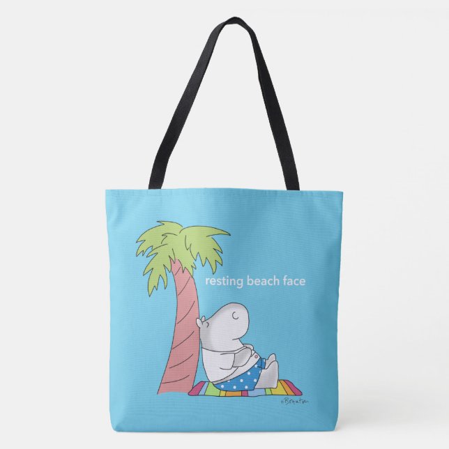RESTING BEACH FACE Belly Button Hippo Boynton Tote Bag (Front)