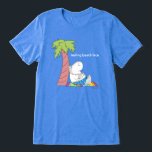 RESTING BEACH FACE belly button hippo Boynton Tri-Blend Shirt<br><div class="desc">A breeze-caressed hippopotamus relaxes happily somewhere near the ocean. (Little kids may recognize the hippo from Belly Button Book, "Where tons of hippos stand around/ In bathing suits too little/ Because they hope you will admire/ The button on their middle.")</div>