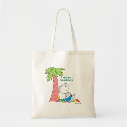 RESTING BEACH FACE belly button hippo Tote Bag