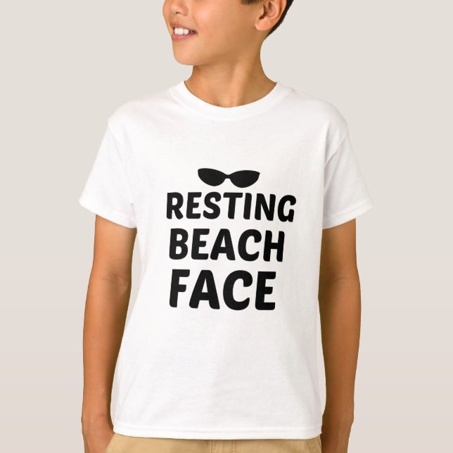 RESTING BEACH FACE BLACK T-Shirt (Front)