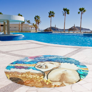 RESTING BEACH FACE cream chow Beach Towel